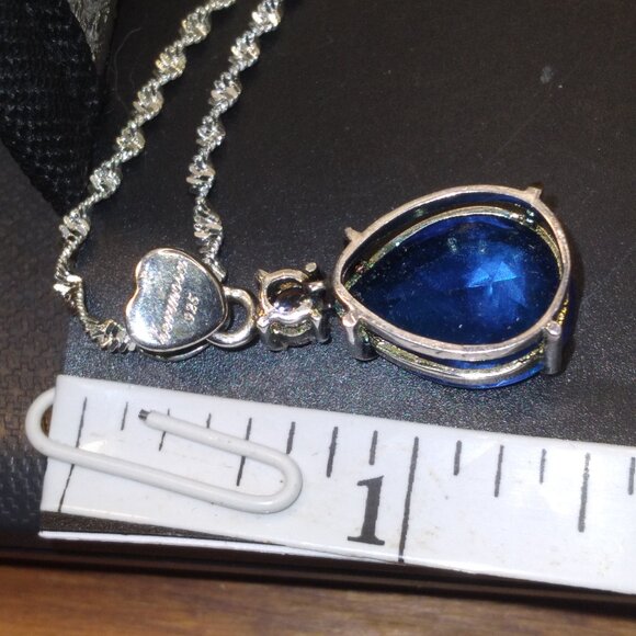 HERMOSA London Blue Topaz Natural Gem 925 Sterling Silver Pendant & Necklace - Picture 4 of 5